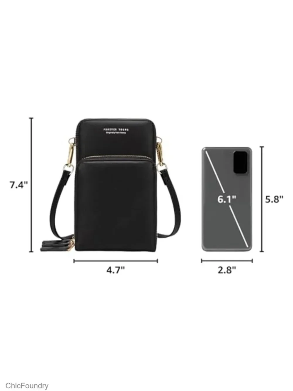 Small Crossbody Phone Purse with 6 Card Slots, Multi-Pocket Zipper, Soft